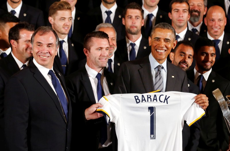 Barack Hussein Obama Saat Menjamu LA Galaxy di Gedung Putih
